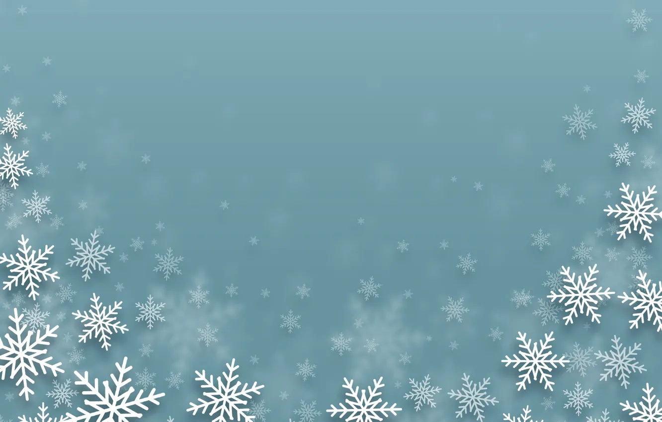 Photo wallpaper winter, snowflakes, texture, Christmas, New year, haze, dissolution, blue background