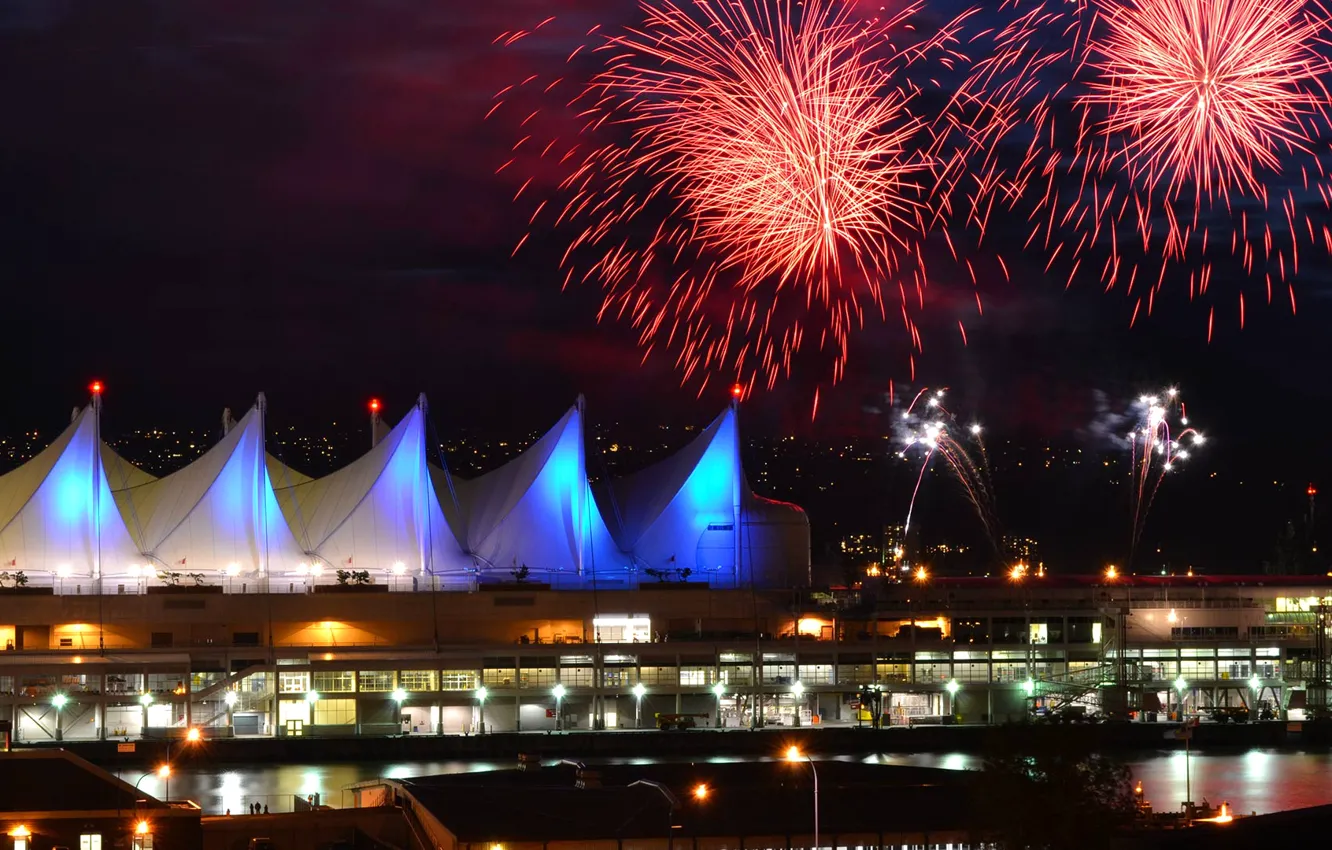 Photo wallpaper salute, Vancouver, fireworks, Canada Day
