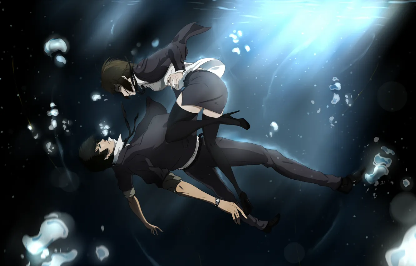 Photo wallpaper Anime, psycho-pass, shinya kougami, tsunemori akane.