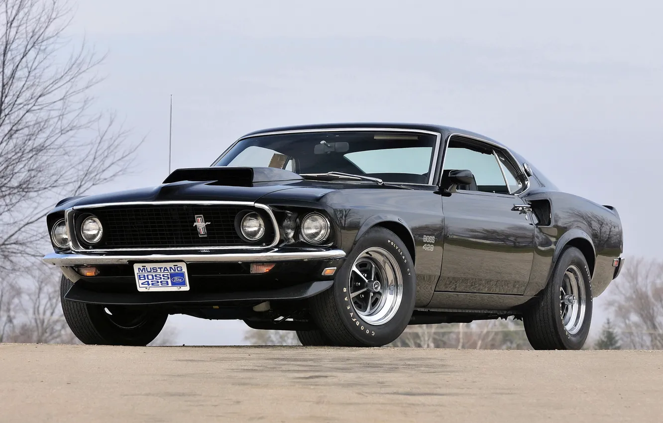 Photo wallpaper black, mustang, Mustang, 1969, ford, muscle car, black, Ford