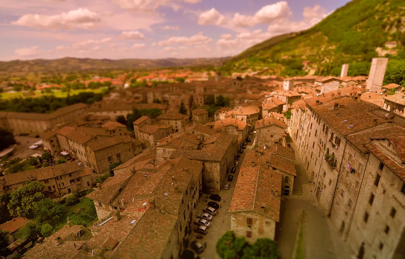 Photo wallpaper Home, Panorama, Roof, Italy, Building, Italy, Blur, Italia