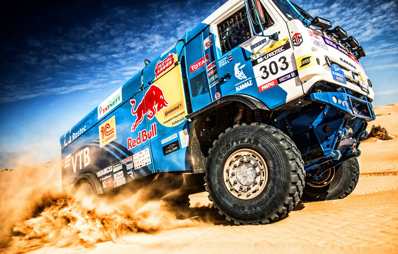 Photo wallpaper Sand, Sport, Machine, Truck, Race, Master, Russia, Kamaz