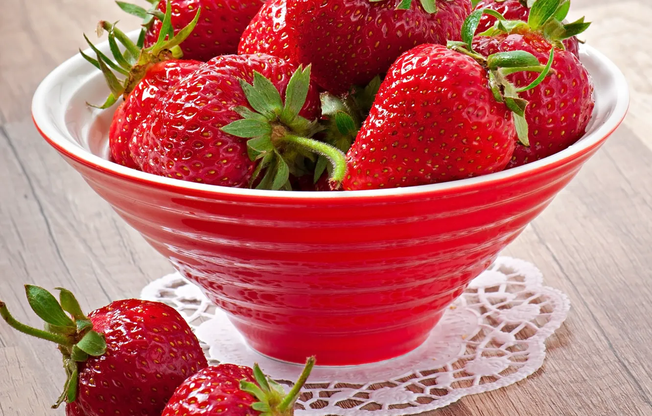 Photo wallpaper berries, strawberry, bowl, strawberry, fresh berries
