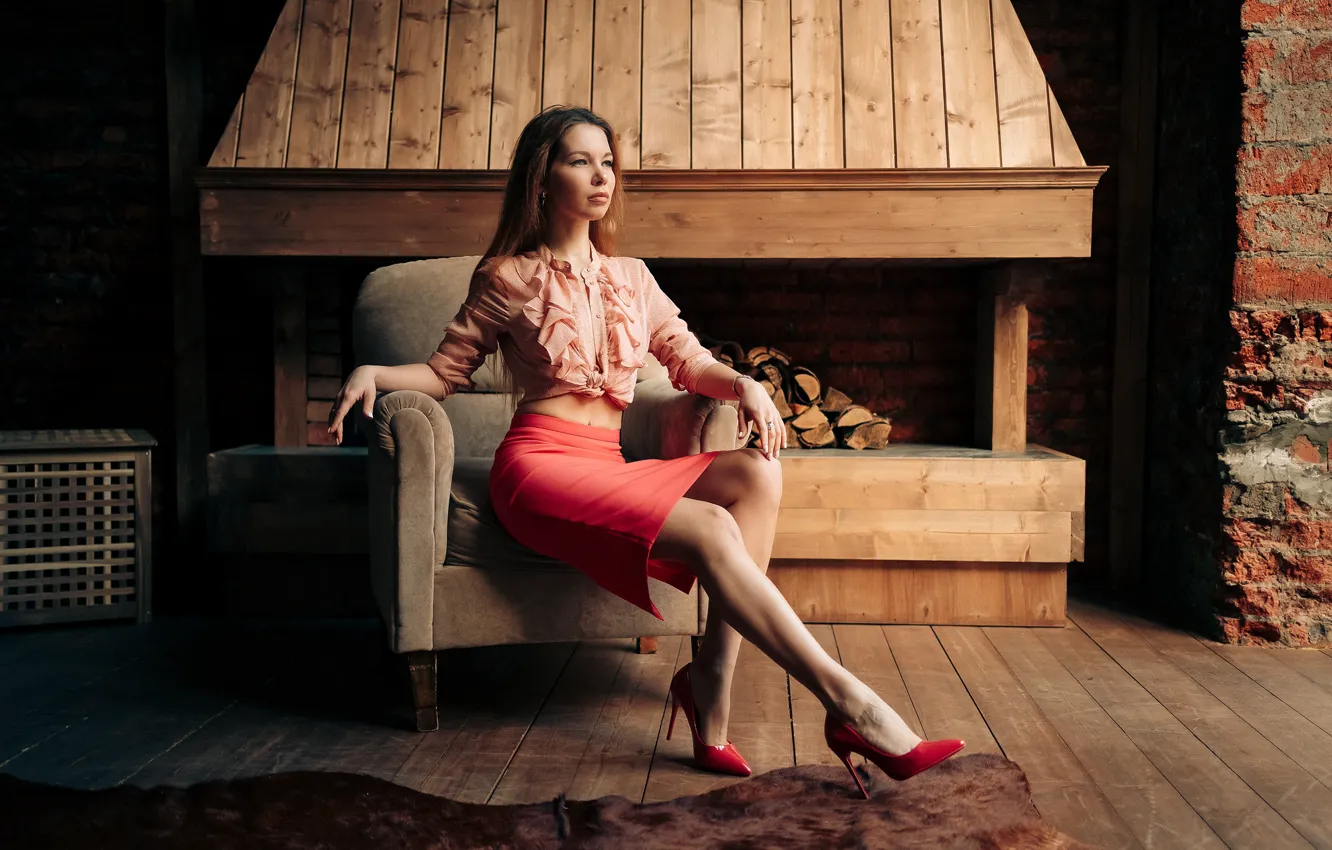 Photo wallpaper pose, model, skirt, portrait, makeup, figure, hairstyle, shoes