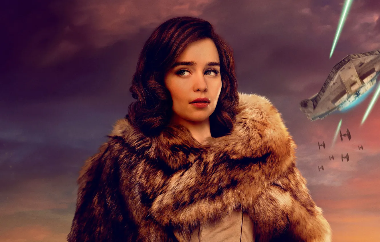 Photo wallpaper coat, Star wars, spaceship, Emilia Clarke, Emilia Clarke, Han Solo, Han Solo, Solo: A Star …