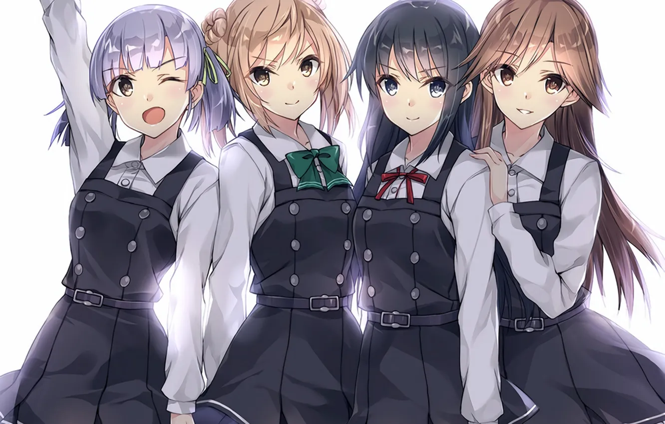 Photo wallpaper girl, sexy, long hair, boobs, anime, beautiful, pretty, brunette