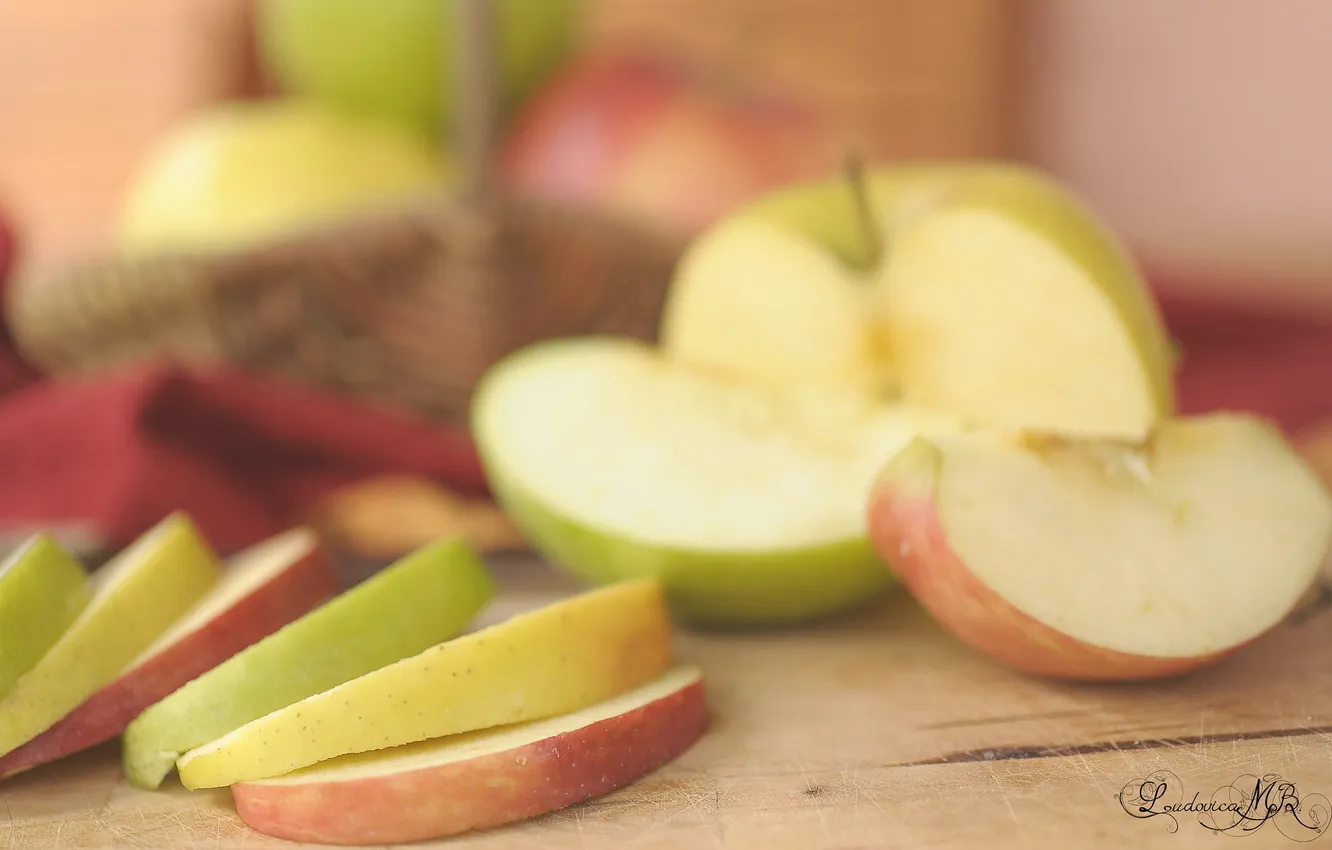 Photo wallpaper macro, apples, food