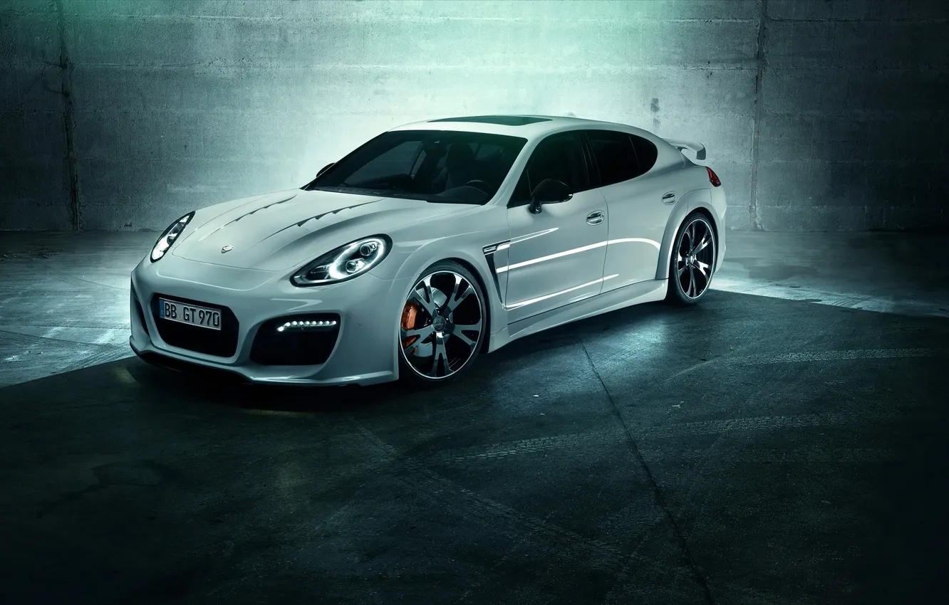 Photo wallpaper Porsche, white, Panamera Turbo, TechArt GrandGT