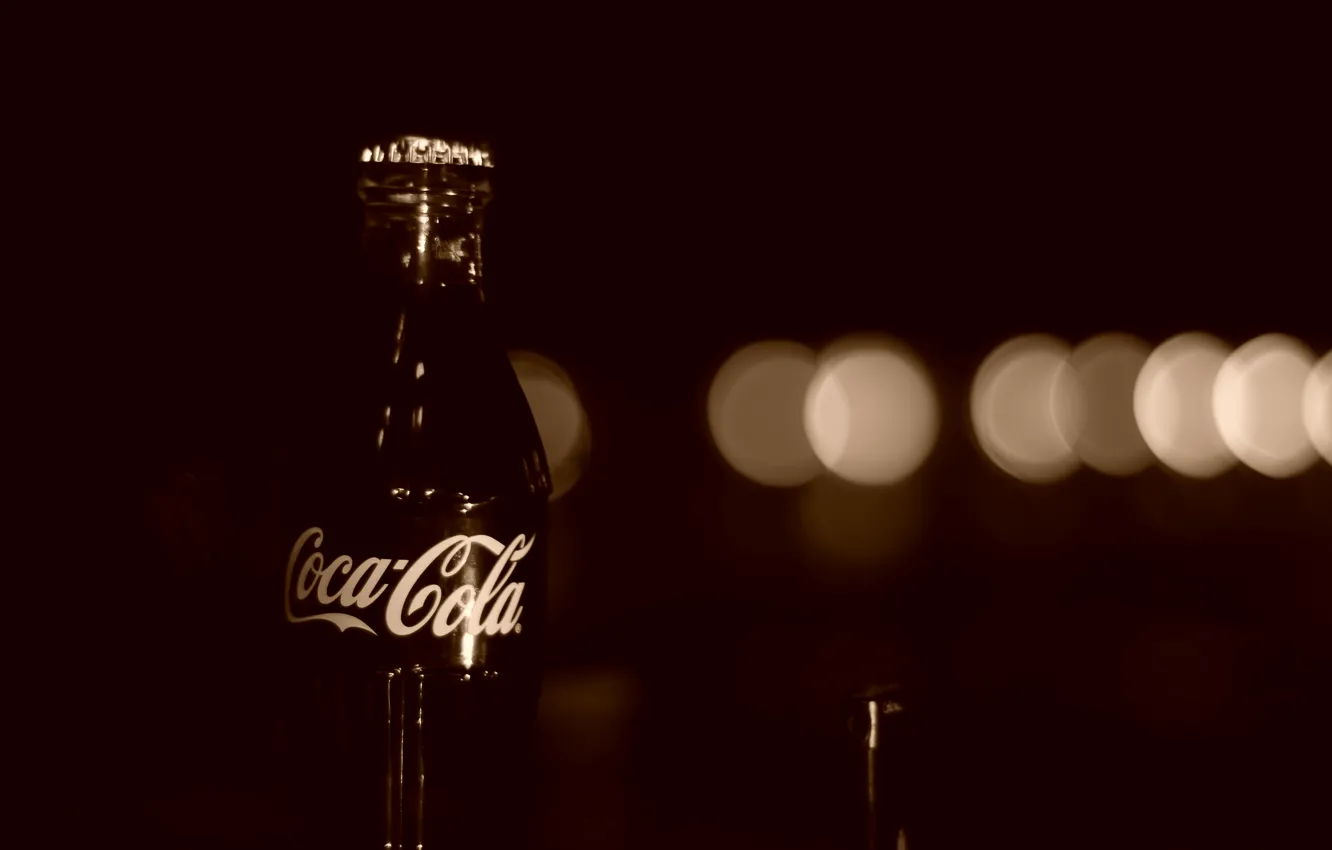 Photo wallpaper glass, bottle, Sepia, coca-cola