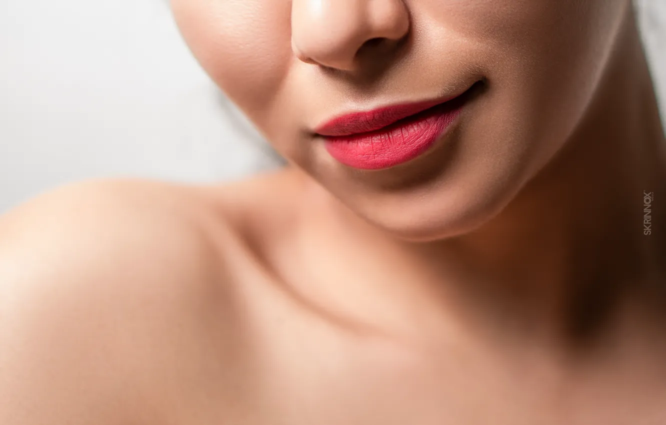 Photo wallpaper Love, Pink, Girl, Smile, Girls, Skin, Lips, Cute