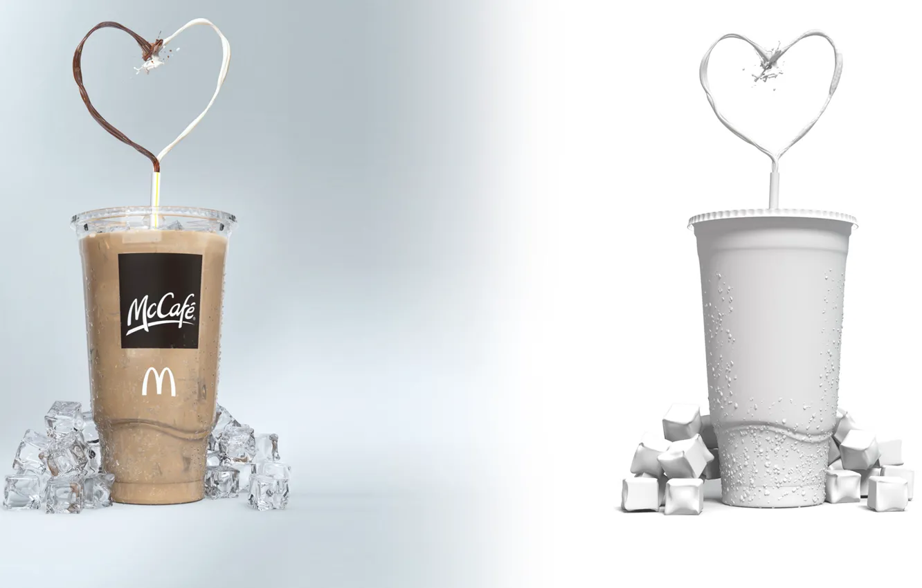 Photo wallpaper ice, heart, Mac, coffee