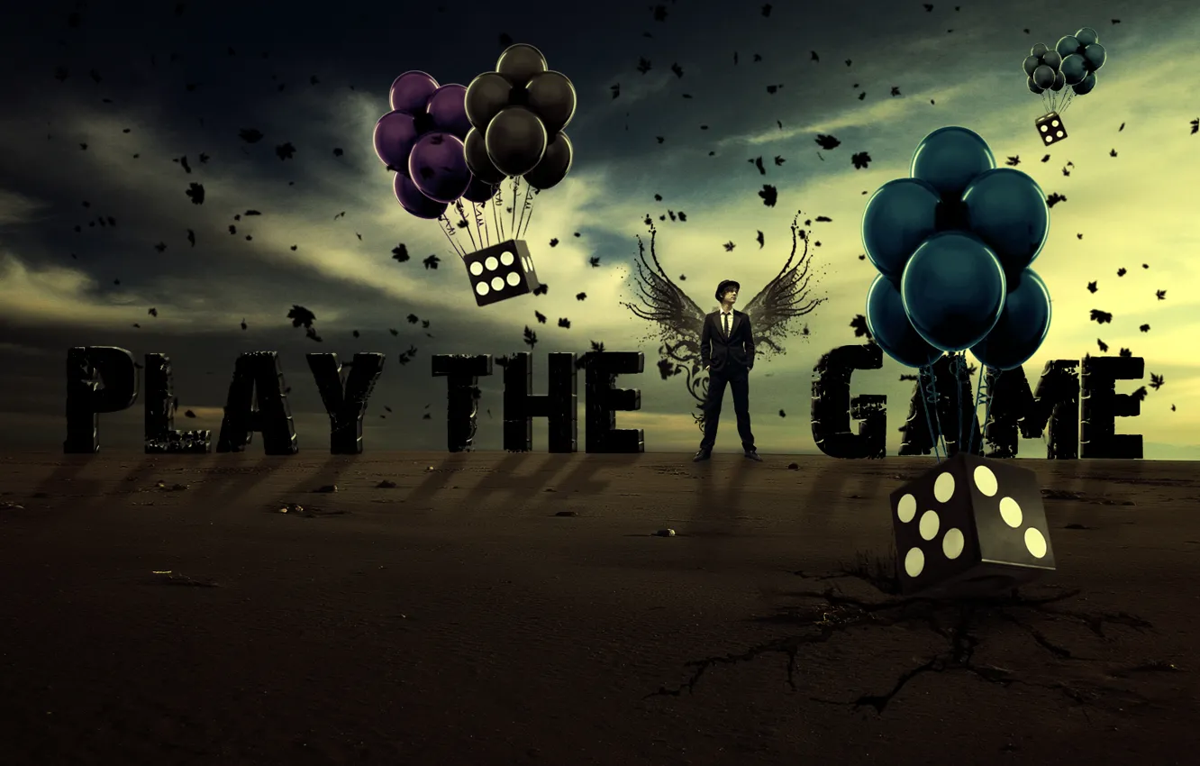 Photo wallpaper the sky, balloons, dice