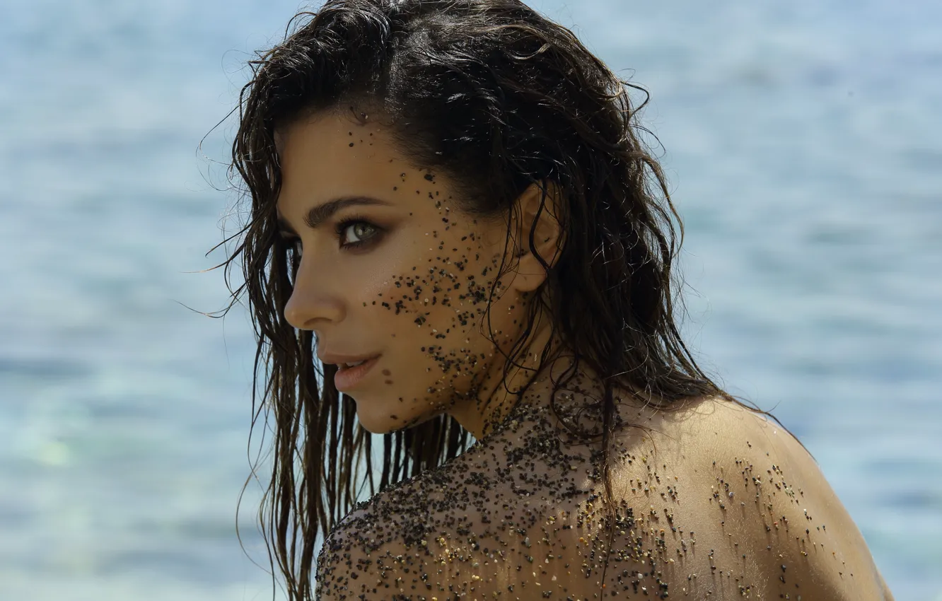 Photo wallpaper sand, look, pose, actress, singer, TV presenter, Ani Lorak, composer