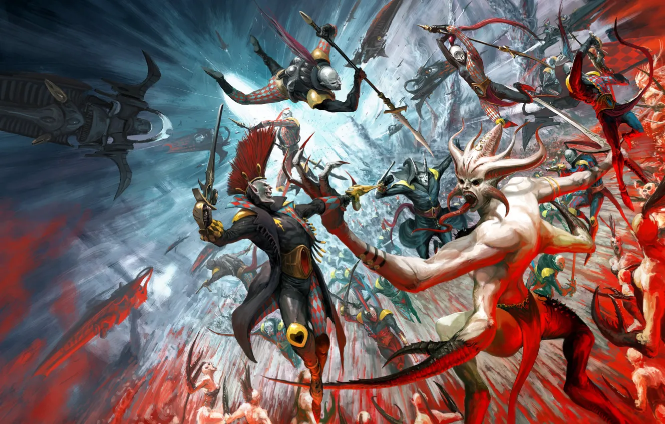 Photo wallpaper chaos, eldar, demons, Warhammer 40 000, harlequins, Slaanesh, Keeper of Secrets