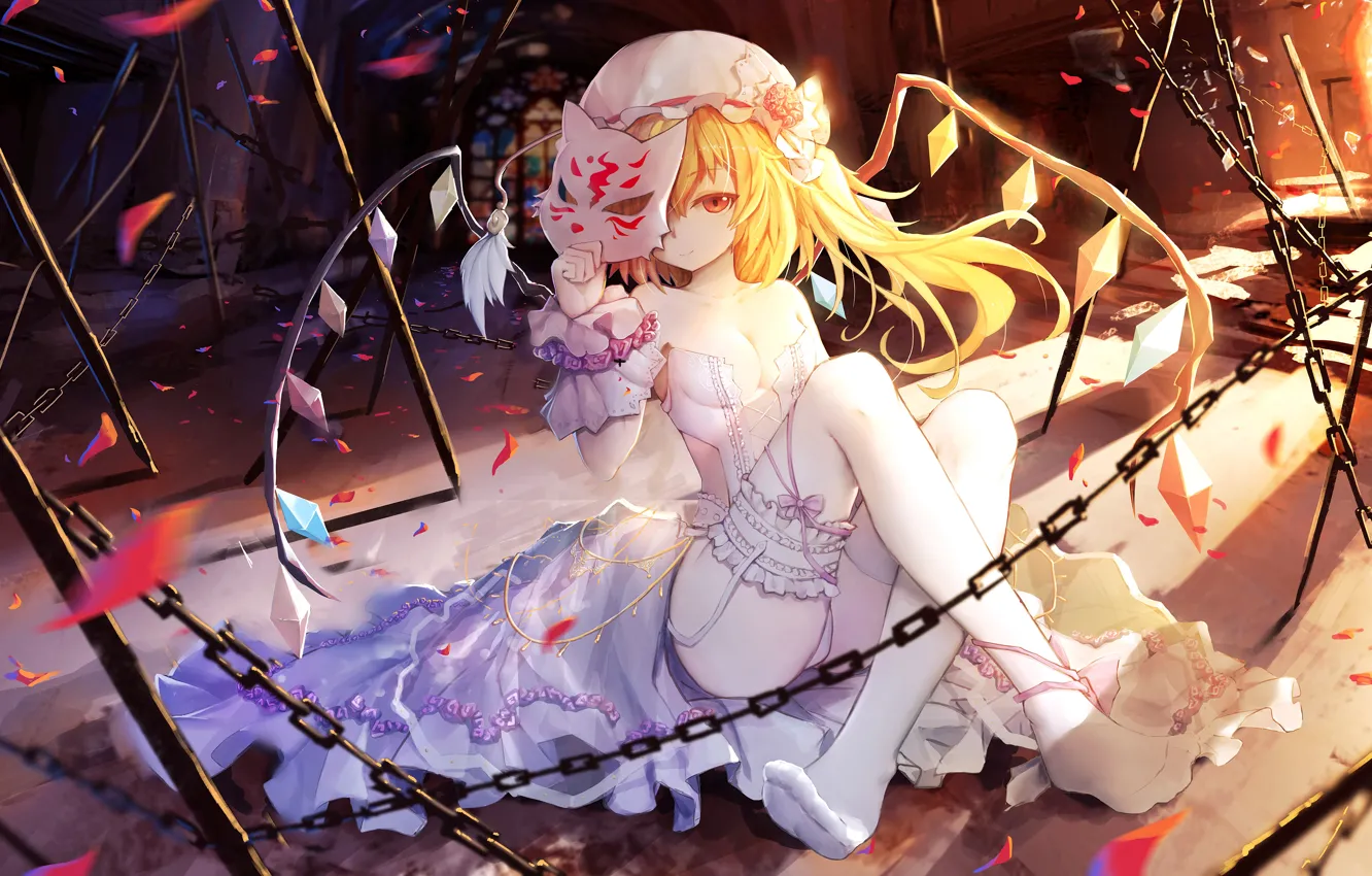 Photo wallpaper girl, sexy, lingerie, cleavage, thighhighs, bodysuit, long hair, touhou