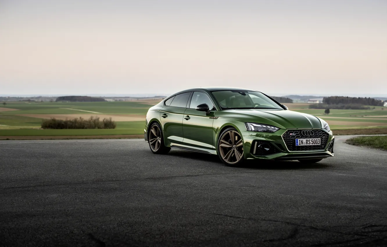 Photo wallpaper Audi, Parking, green, RS 5, 2020, Sportback, RS5 Sportback