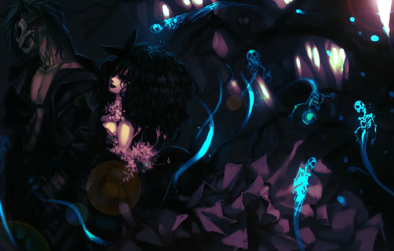 Photo wallpaper girl, darkness, Gothic, the darkness, spirit, skeleton, witch, corpses