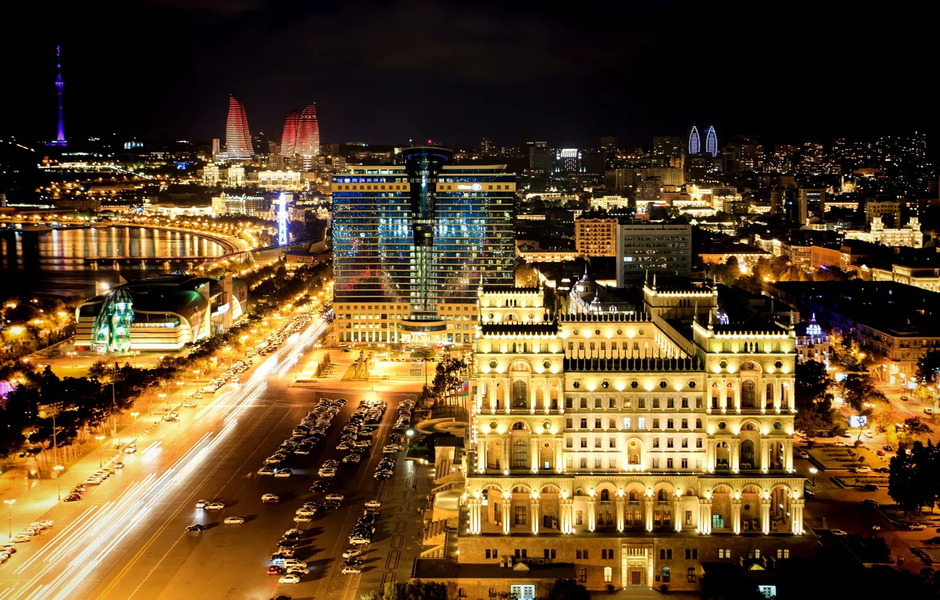 Photo wallpaper night, night, Azerbaijan, Azerbaijan, Baku, Baku