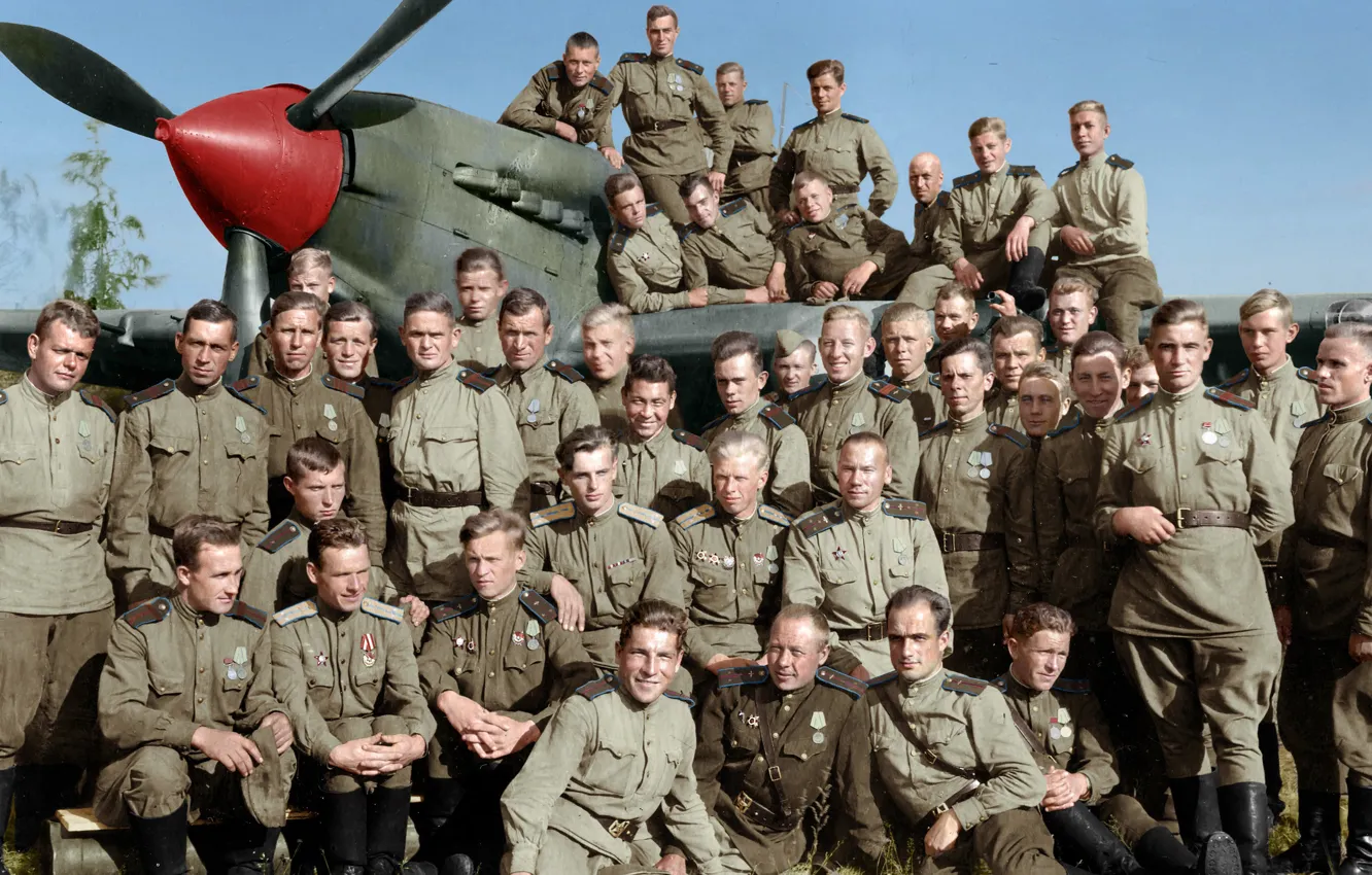 Photo wallpaper May, Men, Il-2, 566-th assault aviation regiment, Pilots, Veterans
