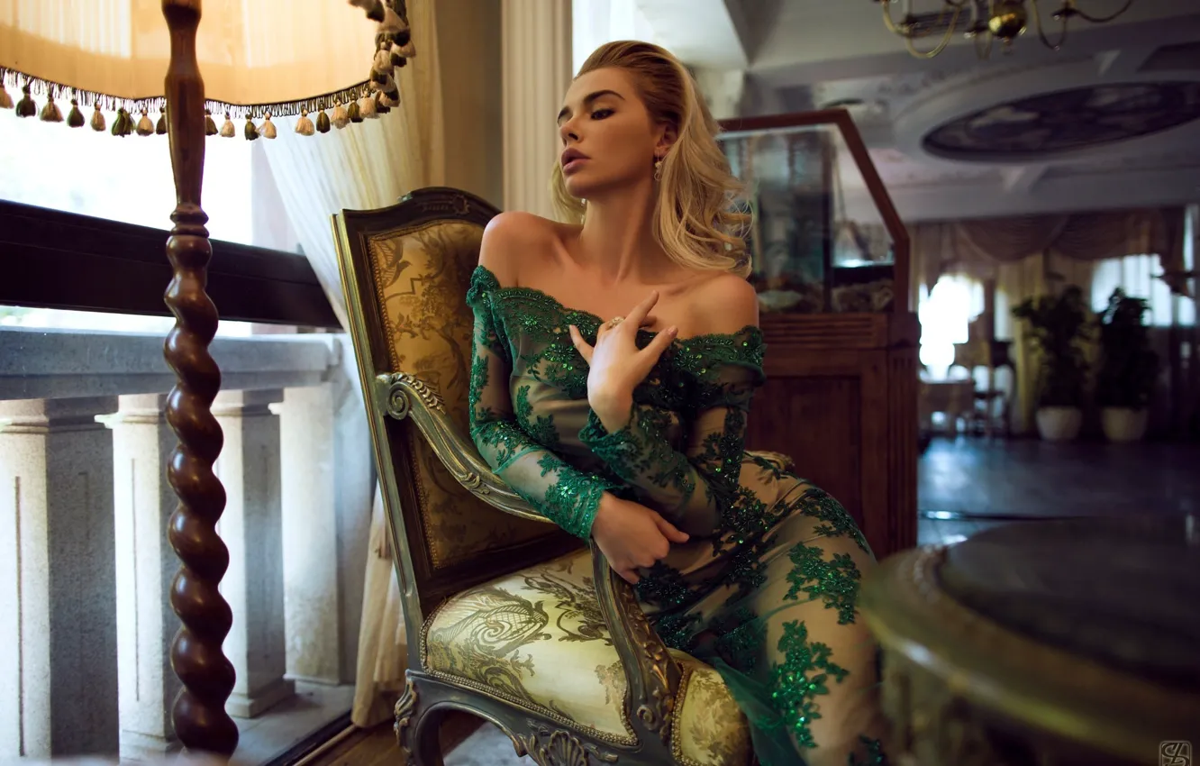 Photo wallpaper pose, room, model, portrait, interior, makeup, figure, dress