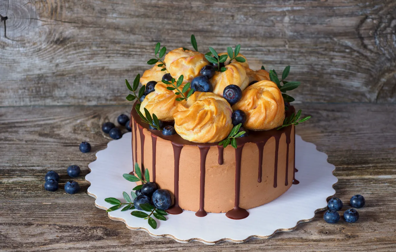 Photo wallpaper berries, chocolate, mint, cakes, Cake