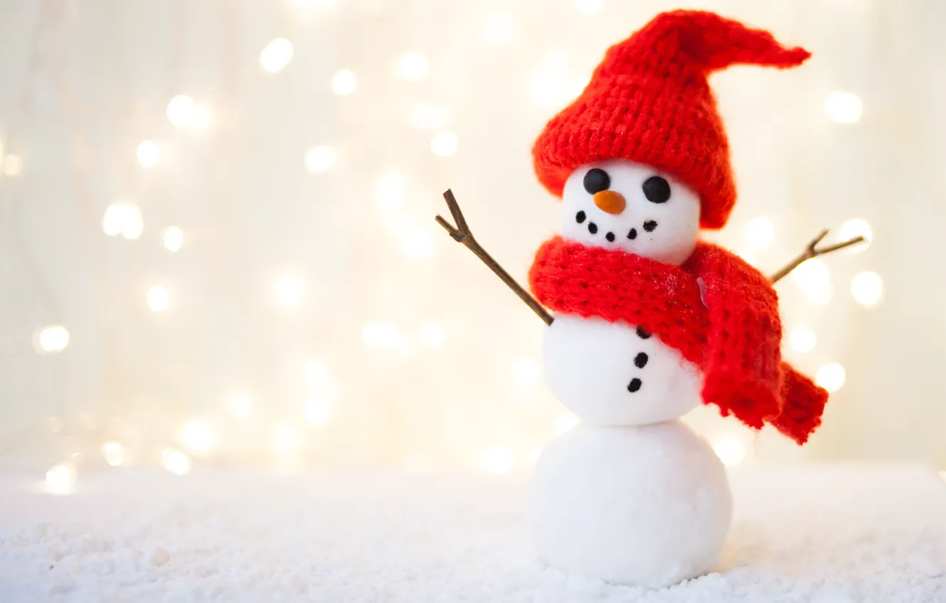 Photo wallpaper winter, snow, snowflakes, new year, Christmas, snowman, Christmas, winter