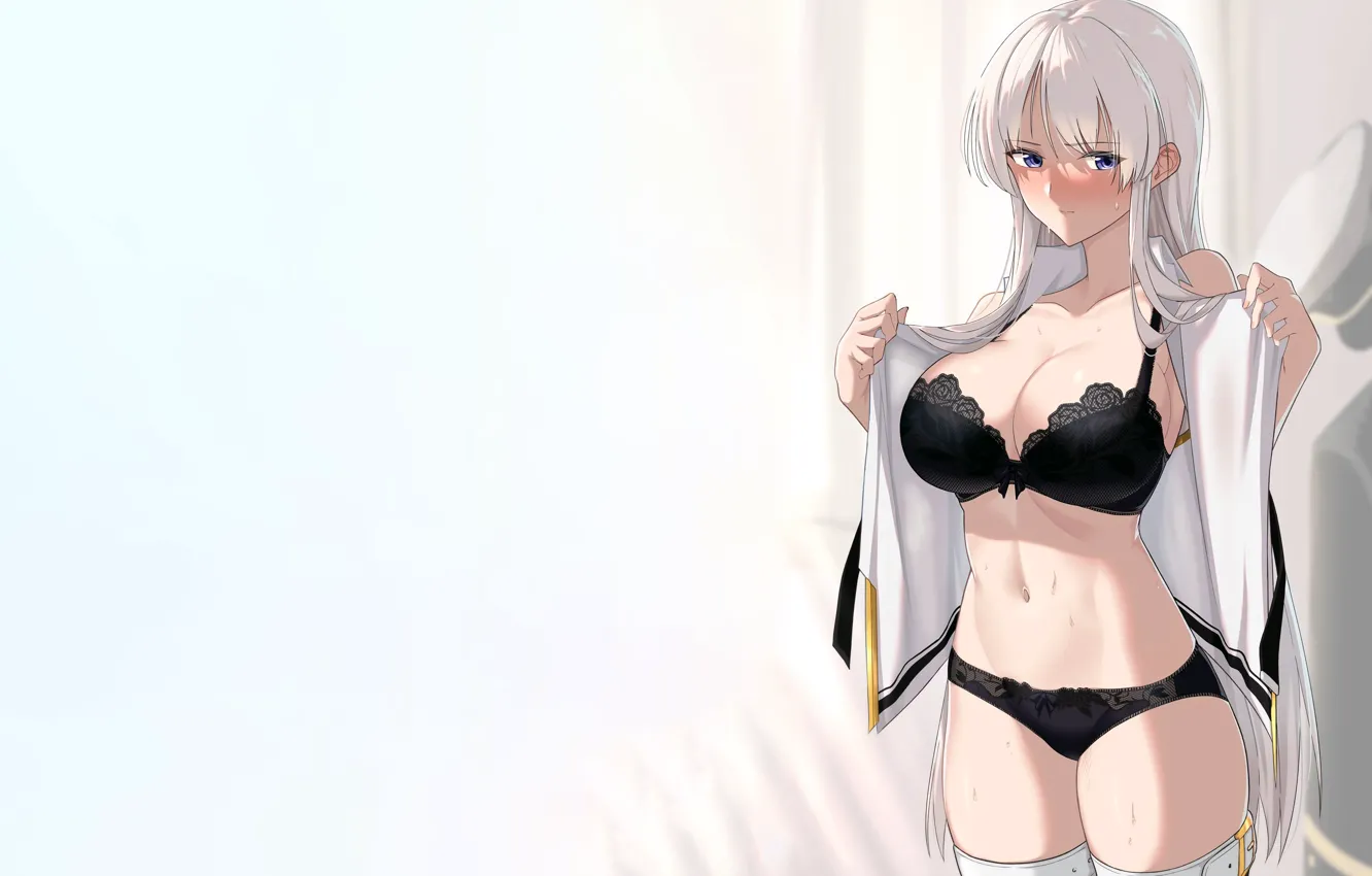 Photo wallpaper girl, sexy, lingerie, bra, cleavage, Enterprise, panties, thighhighs