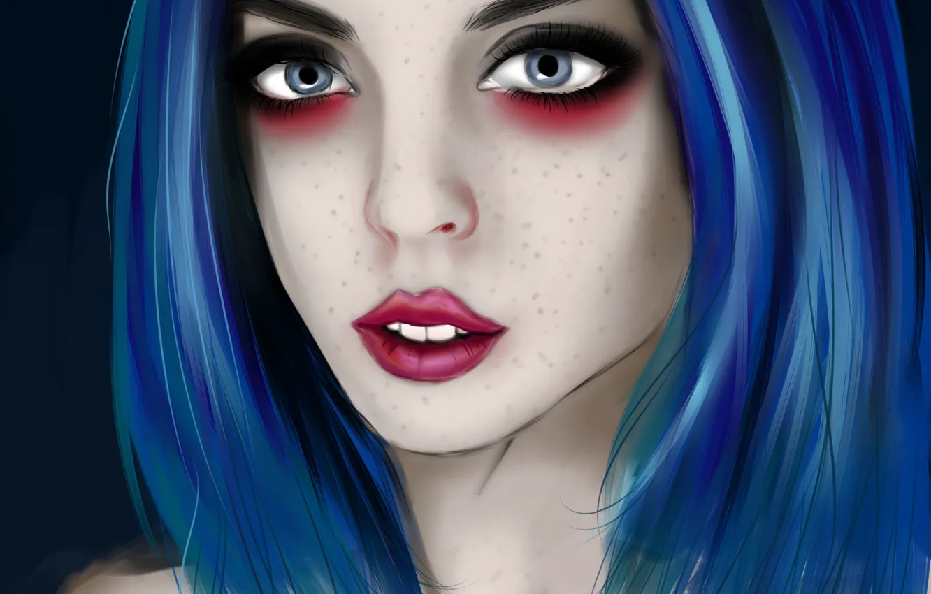 Photo wallpaper girl, art, girl, art, blue hair, blue hair