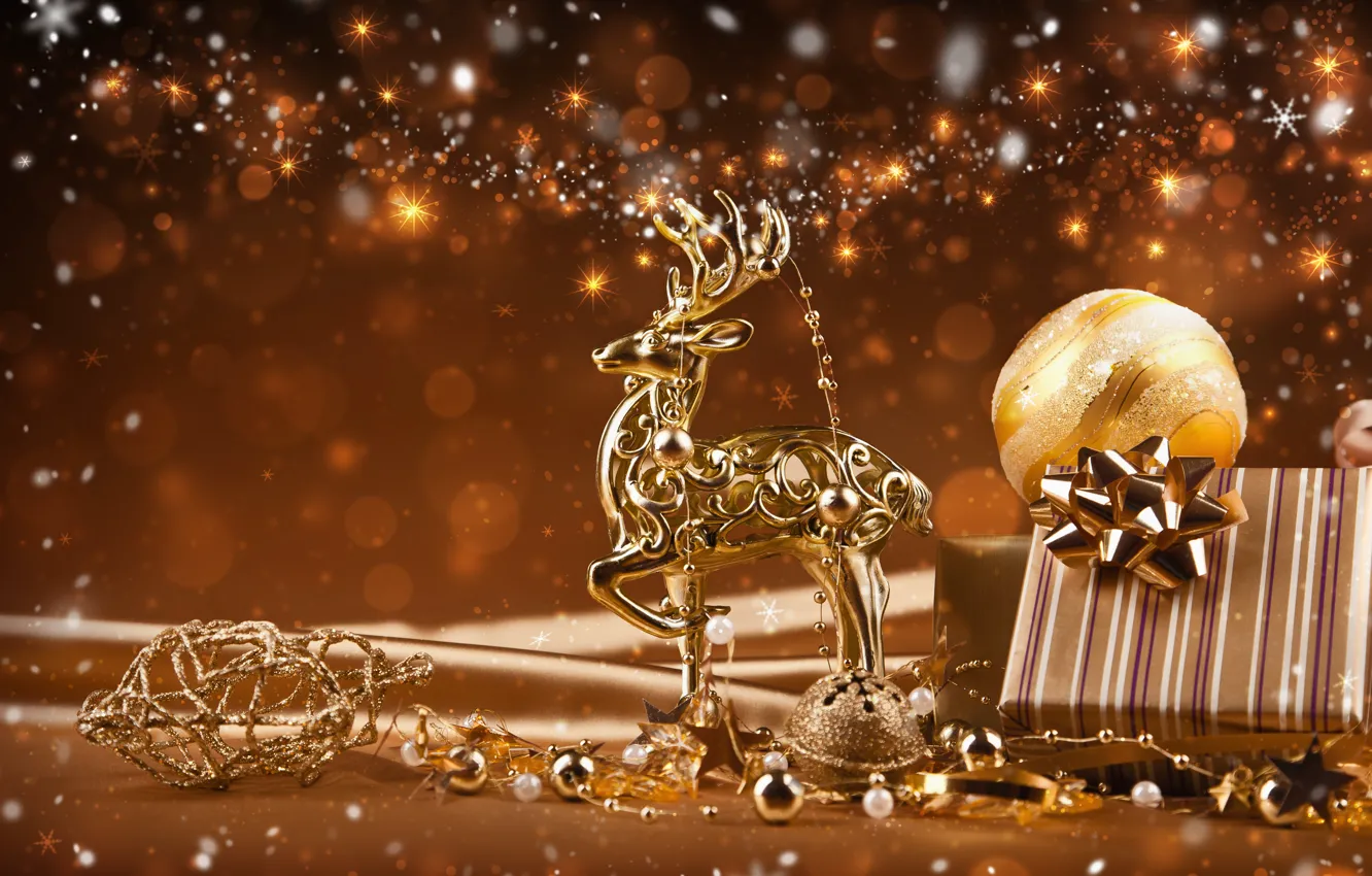 Photo wallpaper decoration, lights, lights, new year, new year, decoration, ornaments, Reindeer