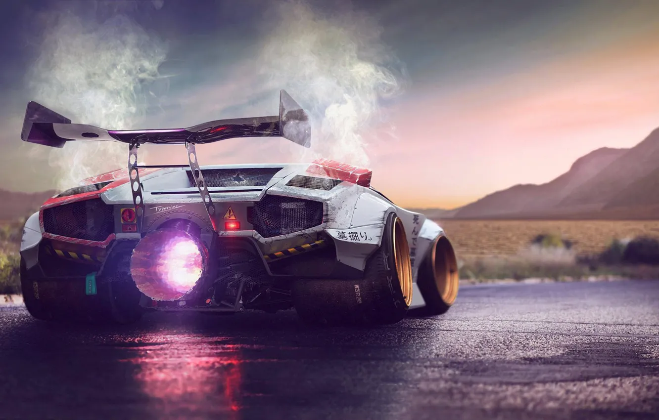 Photo wallpaper Concept, Lamborghini, Fire, Power, Jet, Countach, Engine, by Typerulez