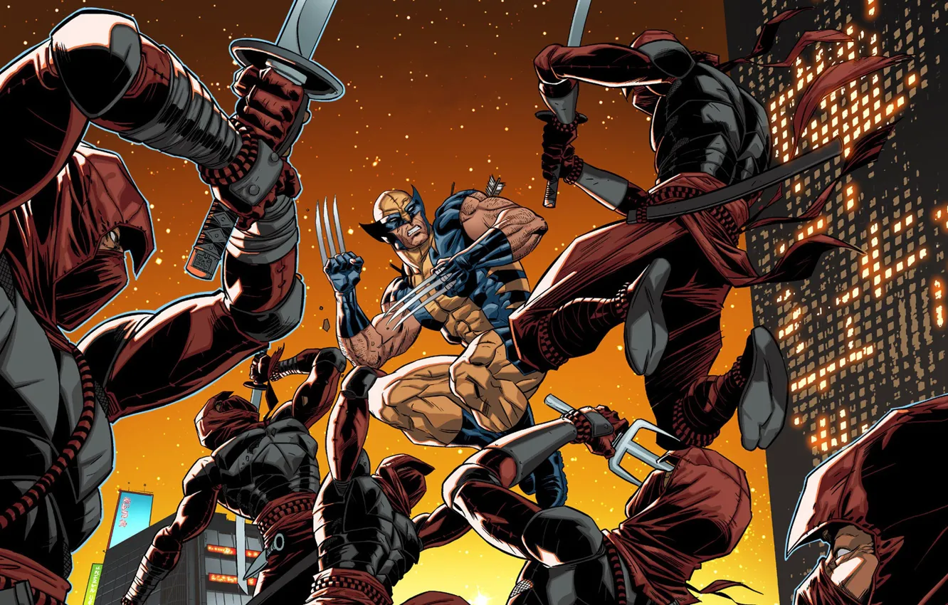 Photo wallpaper Hand, Costume, Fight, Hero, Ninja, Wolverine, Logan, Comic