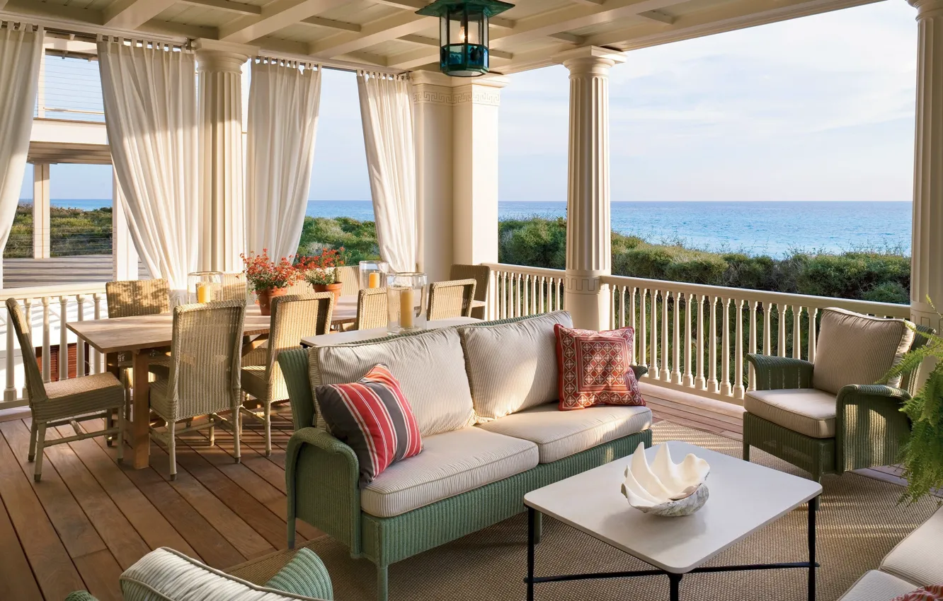 Photo wallpaper furniture, interior, veranda, dining room, Neoclassical, Residence on the Florida Coast