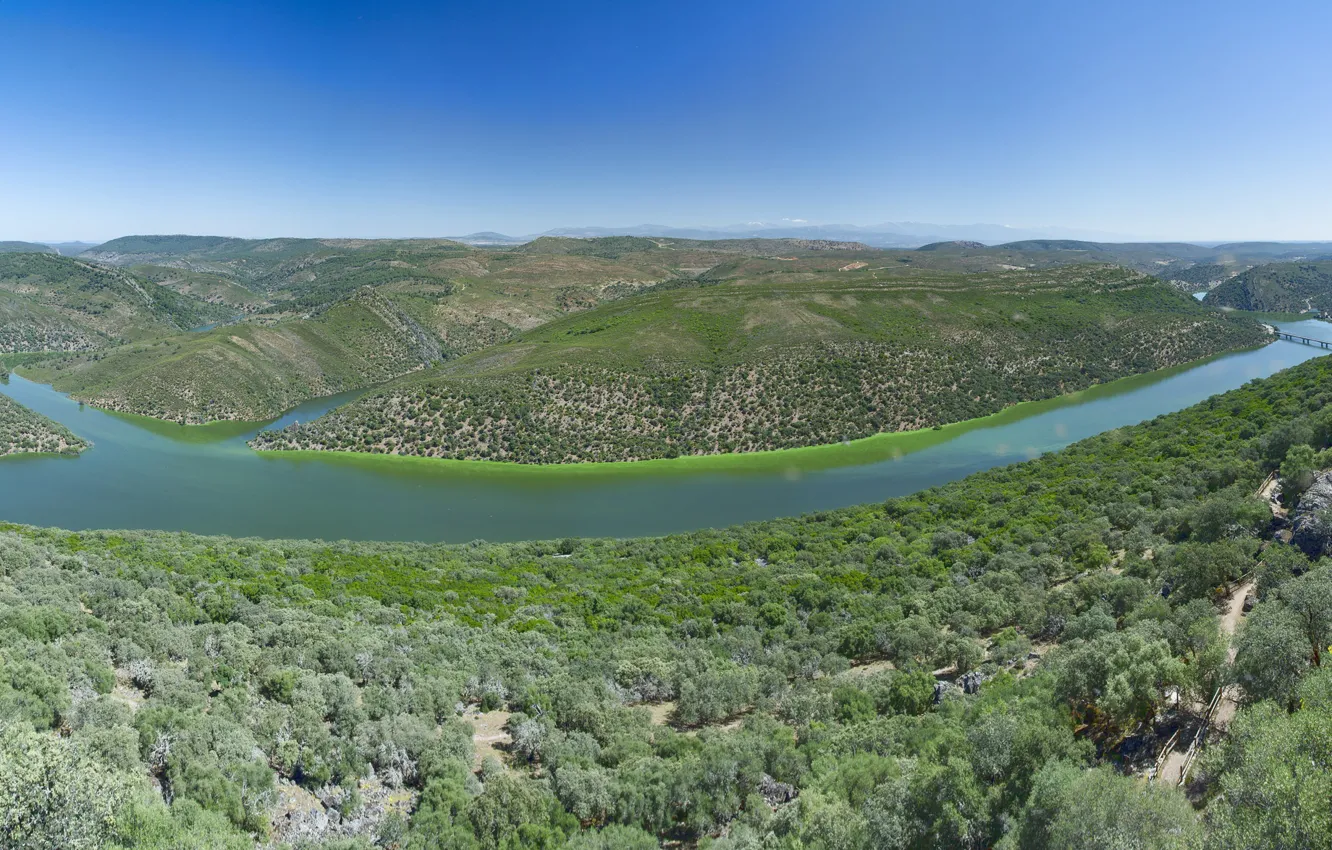 Photo wallpaper the sky, river, panorama