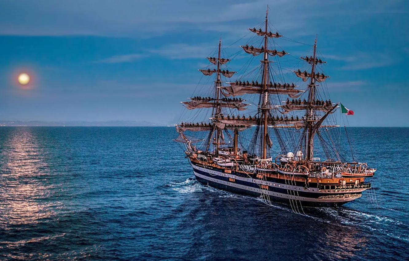 Photo wallpaper sailboat, rigging, Amerigo Vespucci