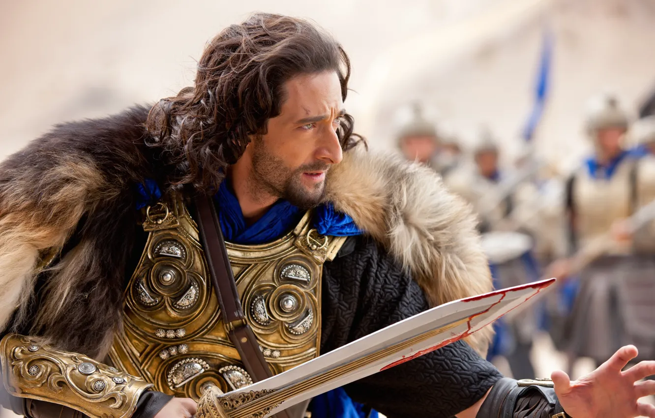 Photo wallpaper look, pose, sword, armor, Adrien Brody, Dragon sword, Dragon Blade, Adrien Brody