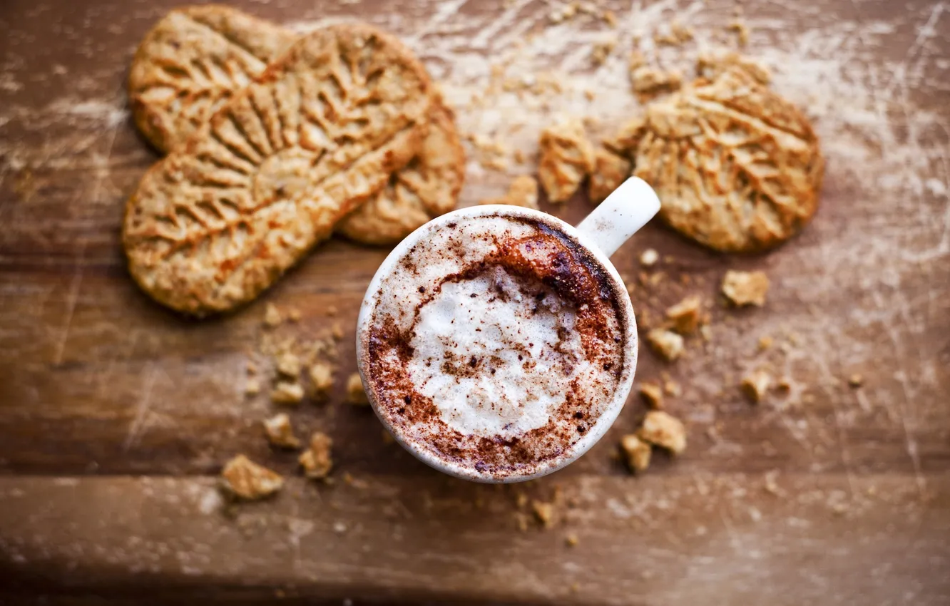 Photo wallpaper coffee, cookies, mug, drink