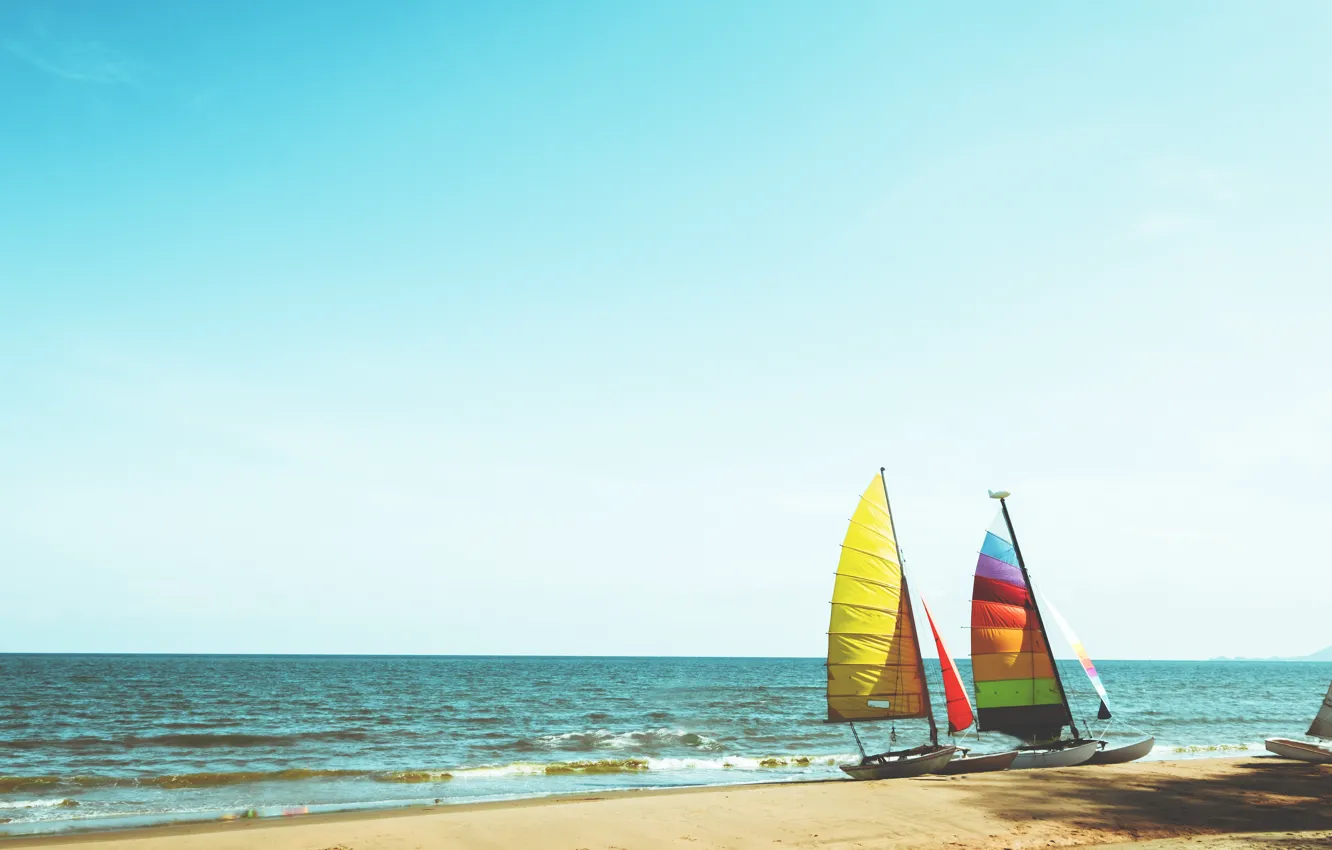 Photo wallpaper sand, sea, wave, beach, summer, boat, sailboat, summer