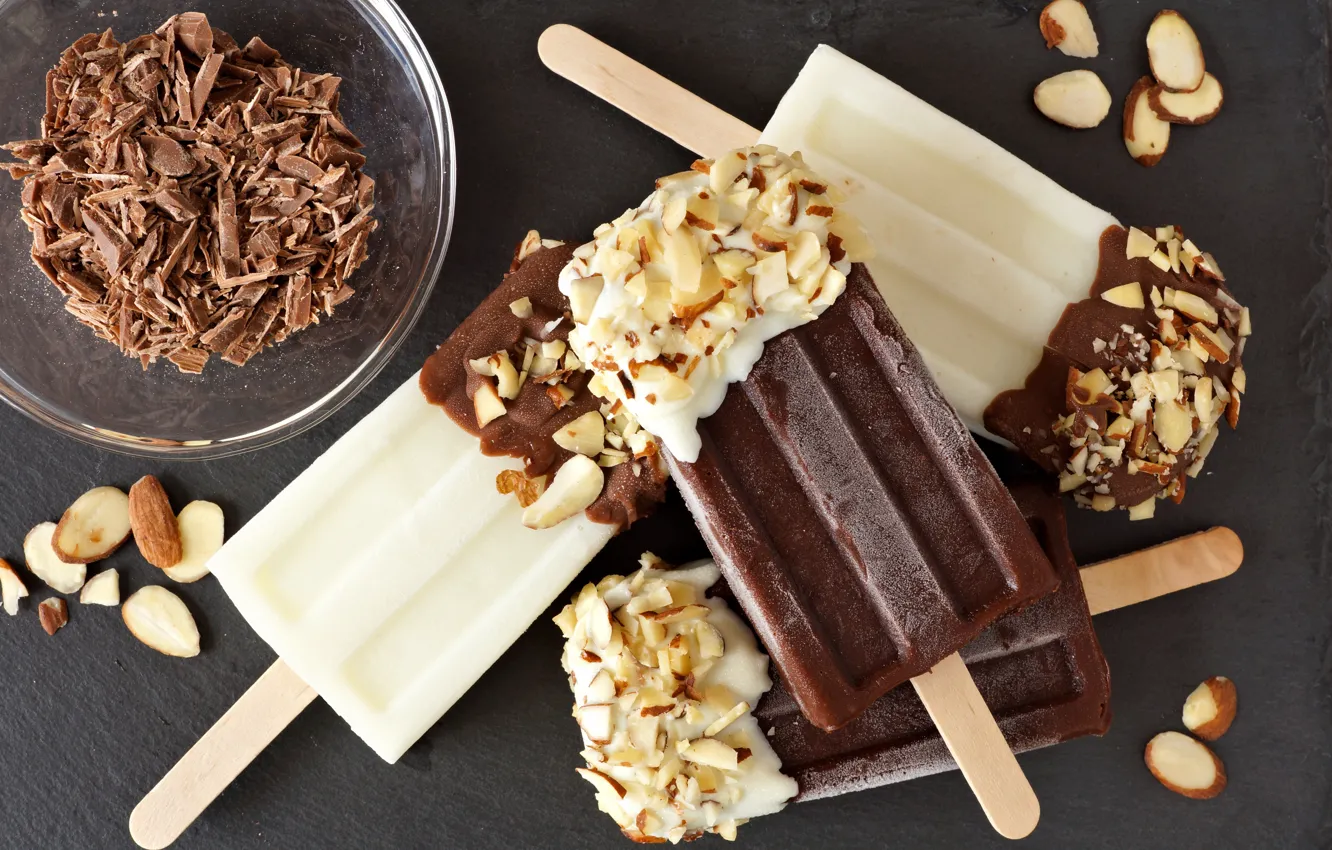 Photo wallpaper nuts, dessert, chocolate ice cream