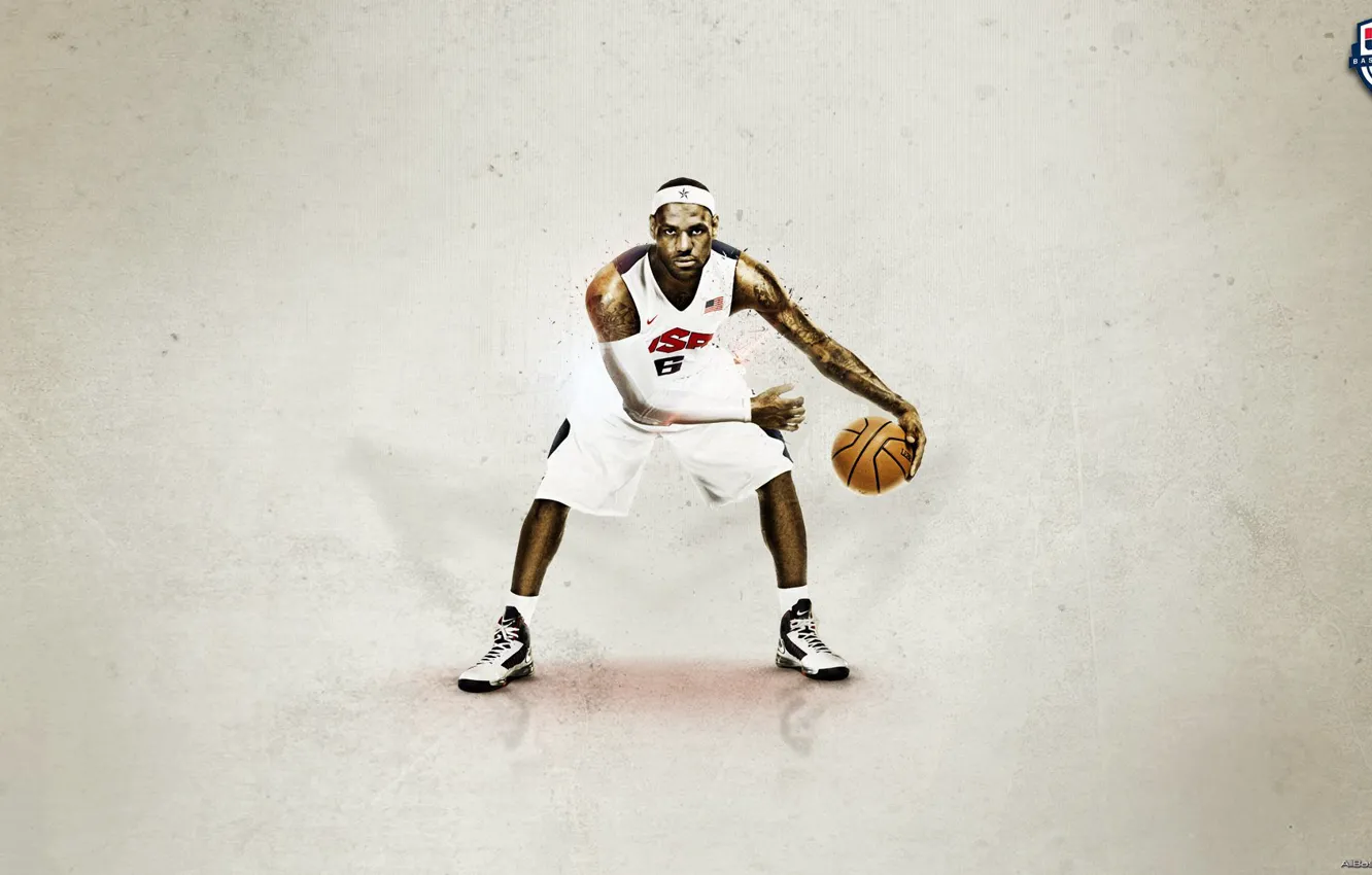Photo wallpaper basketball, NBA, LeBron James, Miami Heat, king, dribbling