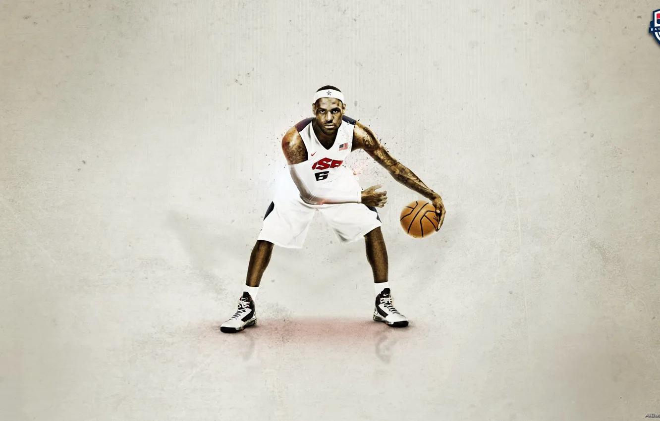 Photo wallpaper Basketball, NBA, LeBron James, Miami Heat, king, Dribbling
