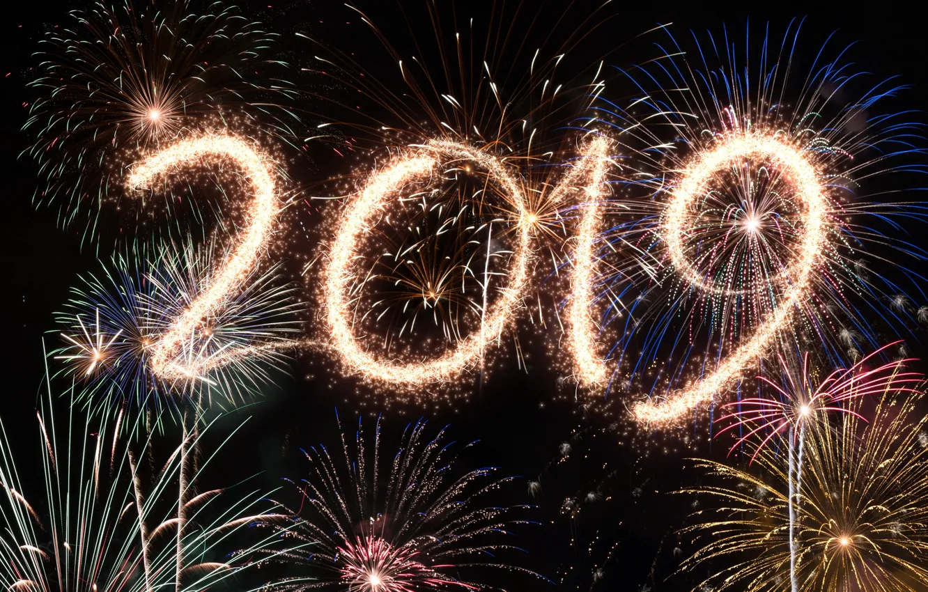 Photo wallpaper night, lights, new year, salute, colorful, night, New Year, fireworks