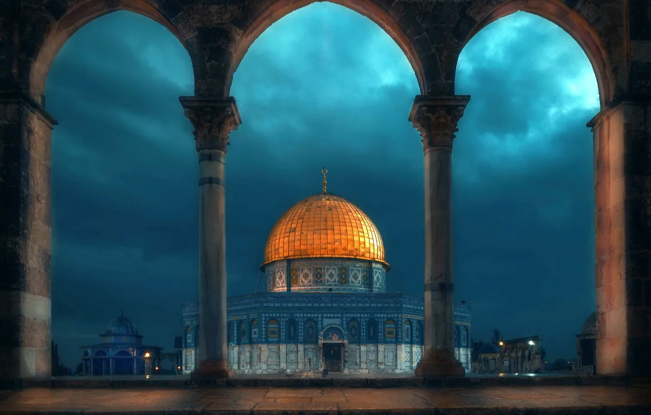Photo wallpaper night, mosque, architecture, the dome