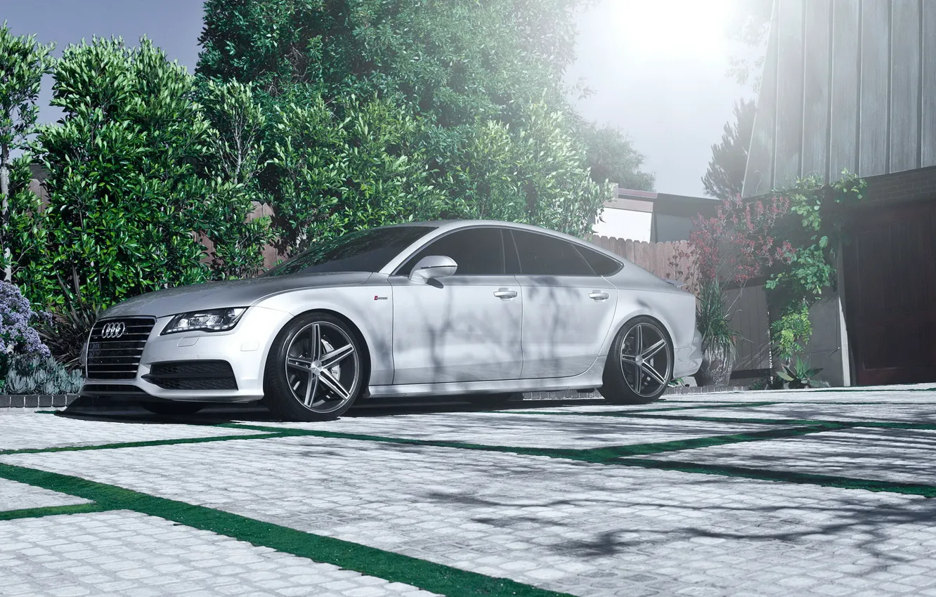 Photo wallpaper trees, garage, Blik, audi a7, Audi A7