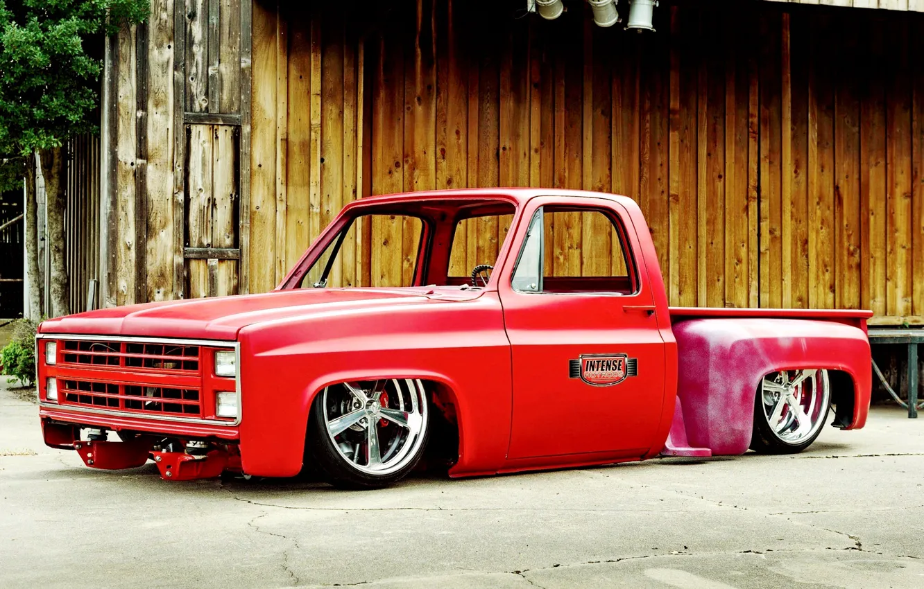 Photo wallpaper Red, Car, Truck, Pickup, Custom