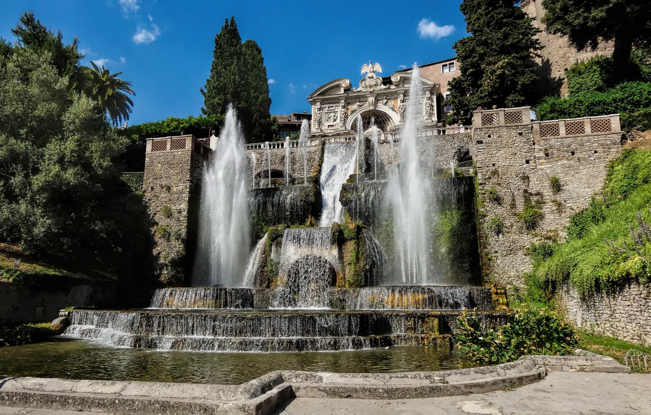 Photo wallpaper Park, garden, Italy, fountain, Italy, park, garden, Italia