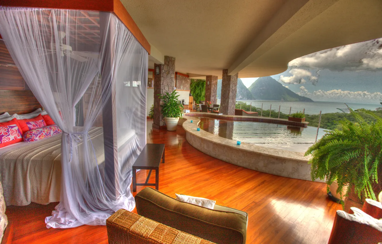 Photo wallpaper interior, Saint Lucia, Jade Mountain Resort