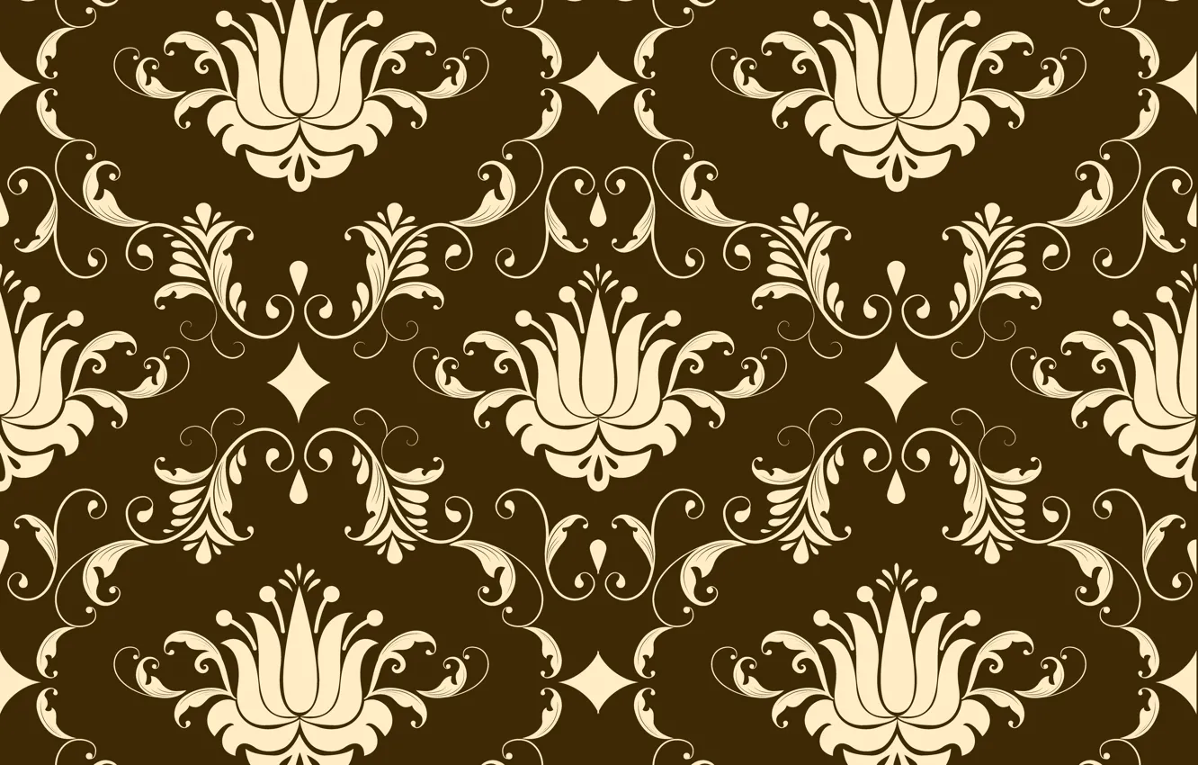 Photo wallpaper background, brown, ornament, style, vintage, beige, ornament, seamless