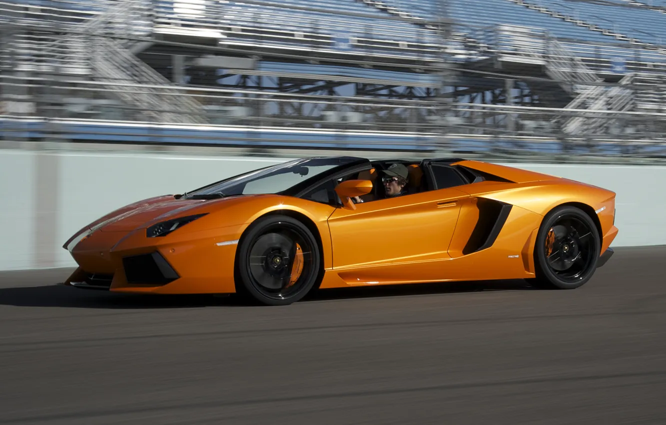 Photo wallpaper speed, supercar, car, side view, roadster, LP700-4, Lamborghini Aventador