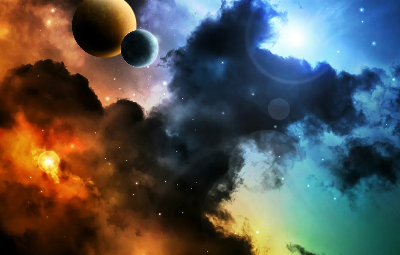 Photo wallpaper stars, nebula, planet