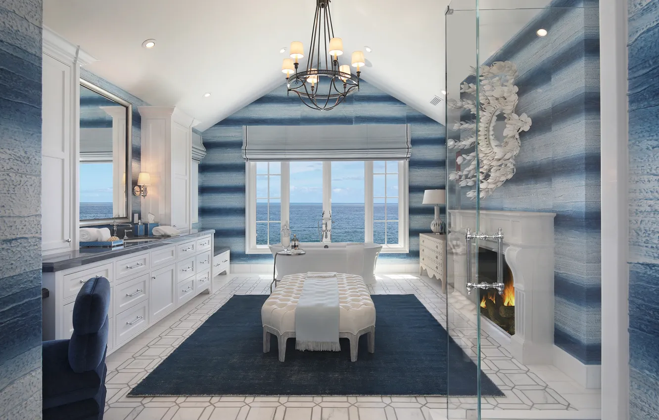 Photo wallpaper mirror, chandelier, bath, fireplace, mansion